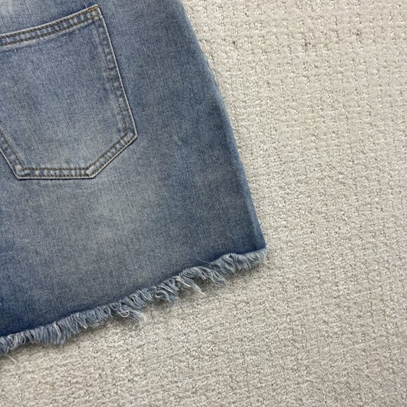 Kendall & Kylie Distressed Cut-Off Denim Mini Skirt Blue Raw Hem Casual Women’s - Picture 14 of 14